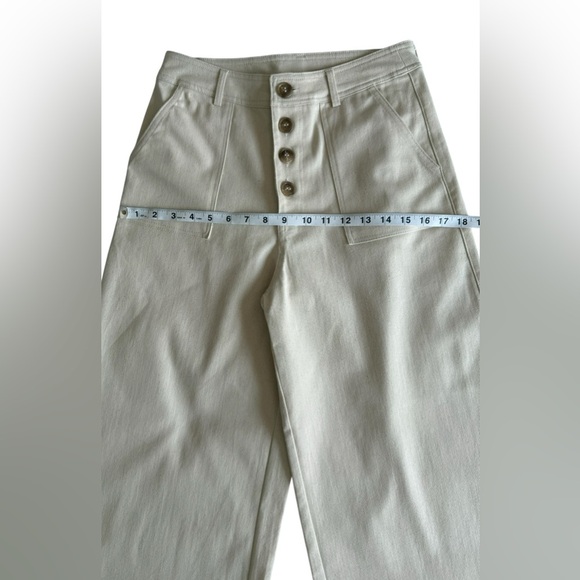 Francesca’s Blue Papaya Beige Wide Leg Crop Pant Button Front High Rise Sz S NWT - Picture 6 of 9